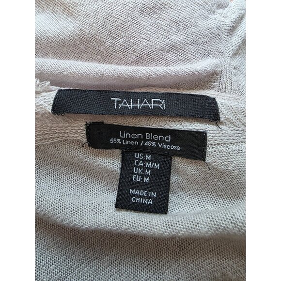 Tahari Womens Linen Blend Cardigan Open Front Light Gray M - Picture 4 of 4